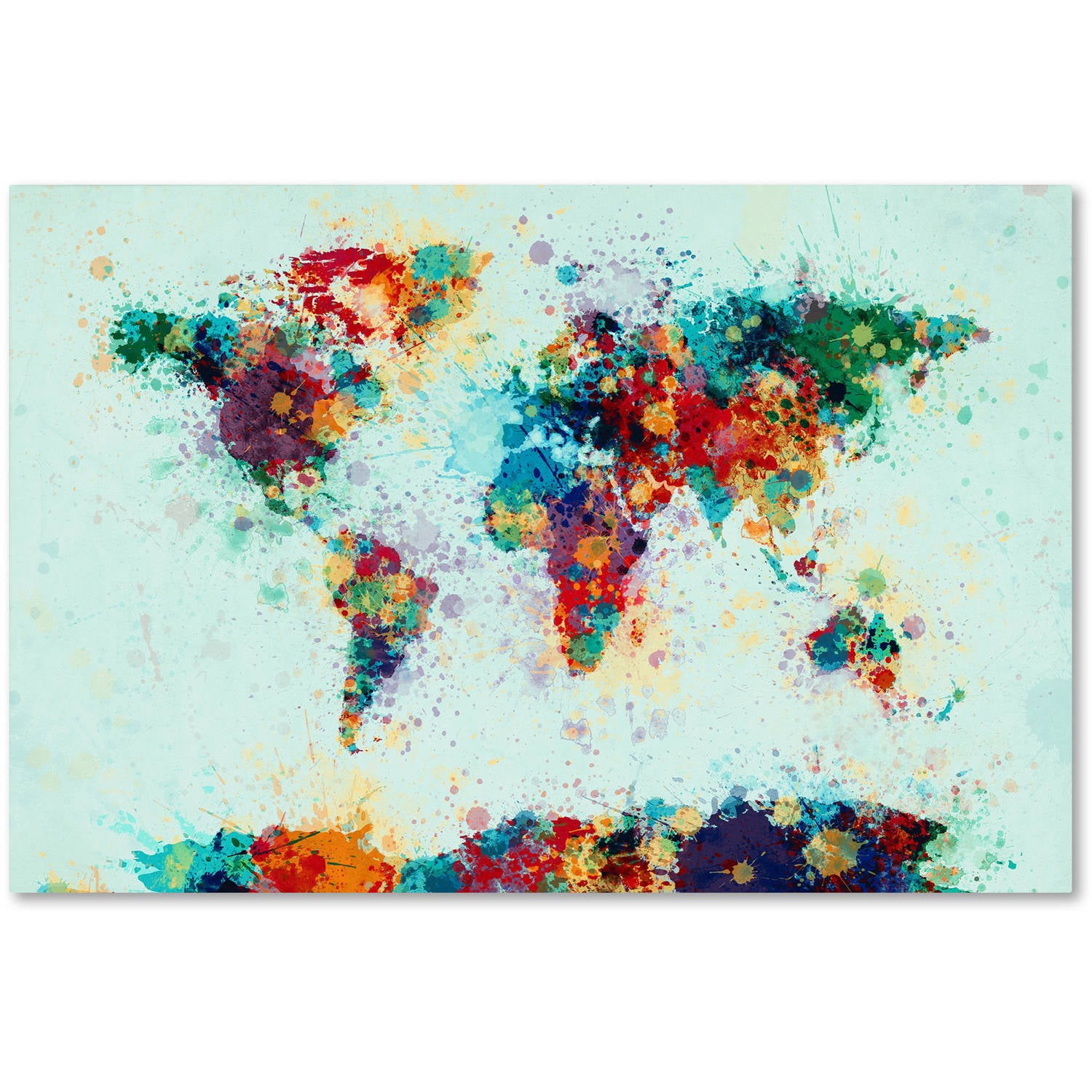 Vibrant Multicolor World Map Canvas Art with Hidden Frame