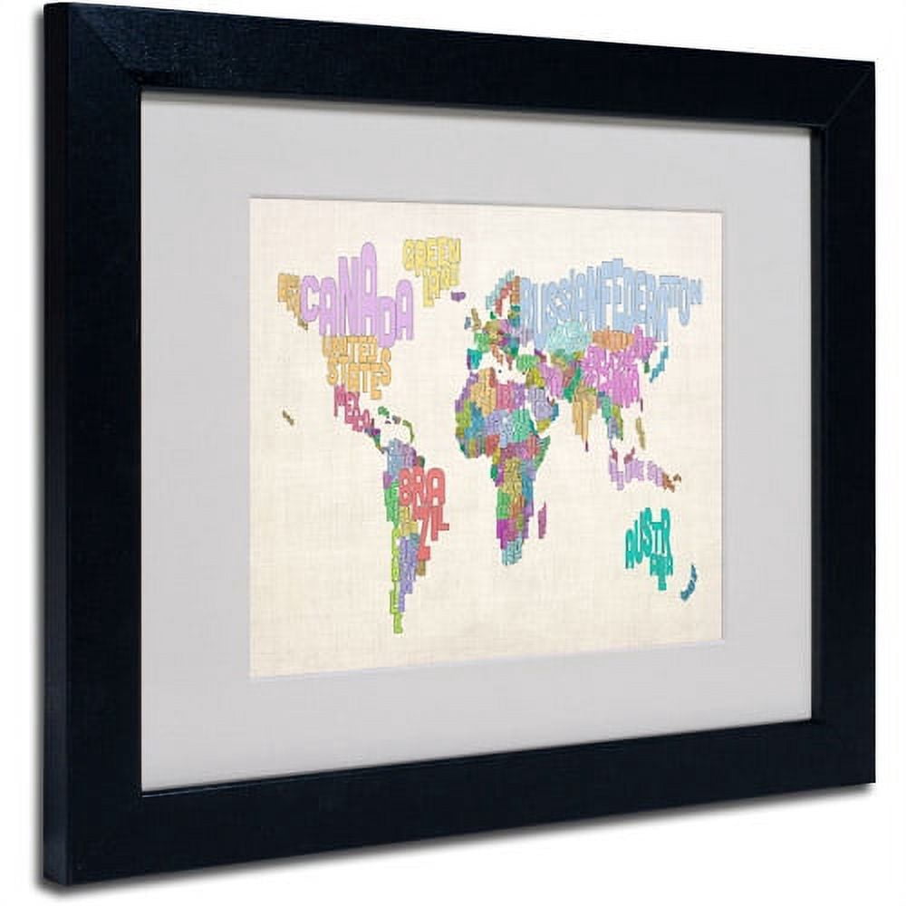 Trademark Fine Art "World Text Map 5" Matted Framed Art by Michael Tompsett