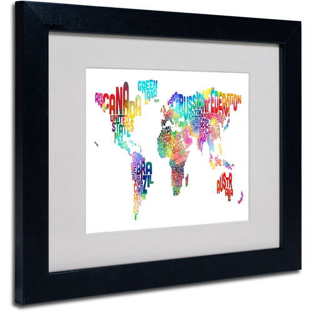 Trademark Fine Art "World Text Map" Matted Framed Art by Michael Tompsett