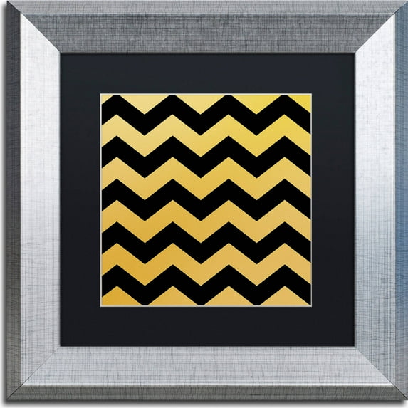 Trademark Fine Art "Xmas Chevron 5" Canvas Art by Color Bakery, Black Matte, Silver Frame