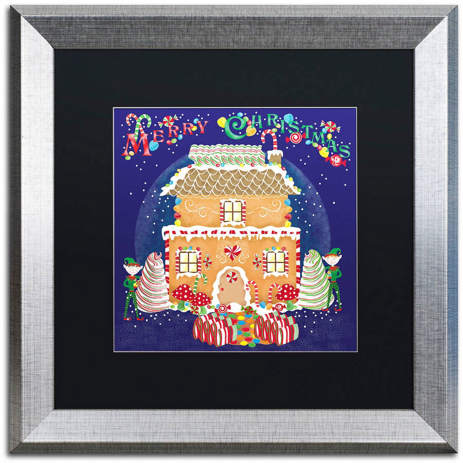 Trademark Fine Art "Xmas Gingerbread House" Canvas Art by Lisa Powell Braun, Black Matte, Silver Frame