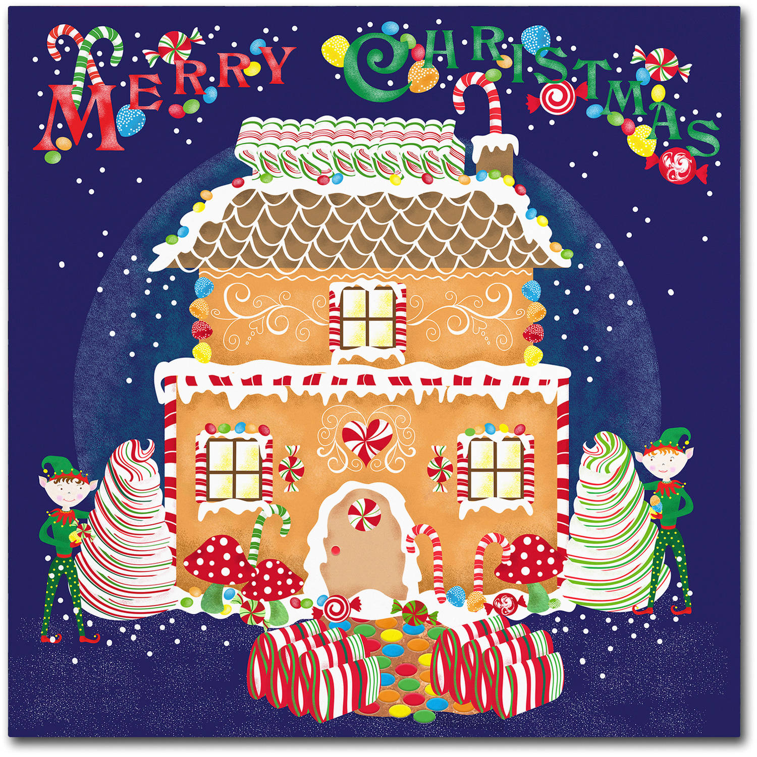 Trademark Fine Art "Xmas Gingerbread House" Canvas Art by Lisa Powell Braun