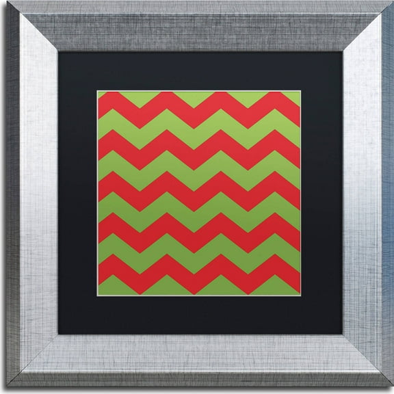 Trademark Fine Art "Xmas chevron 9" Canvas Art by Color Bakery, Black Matte, Silver Frame