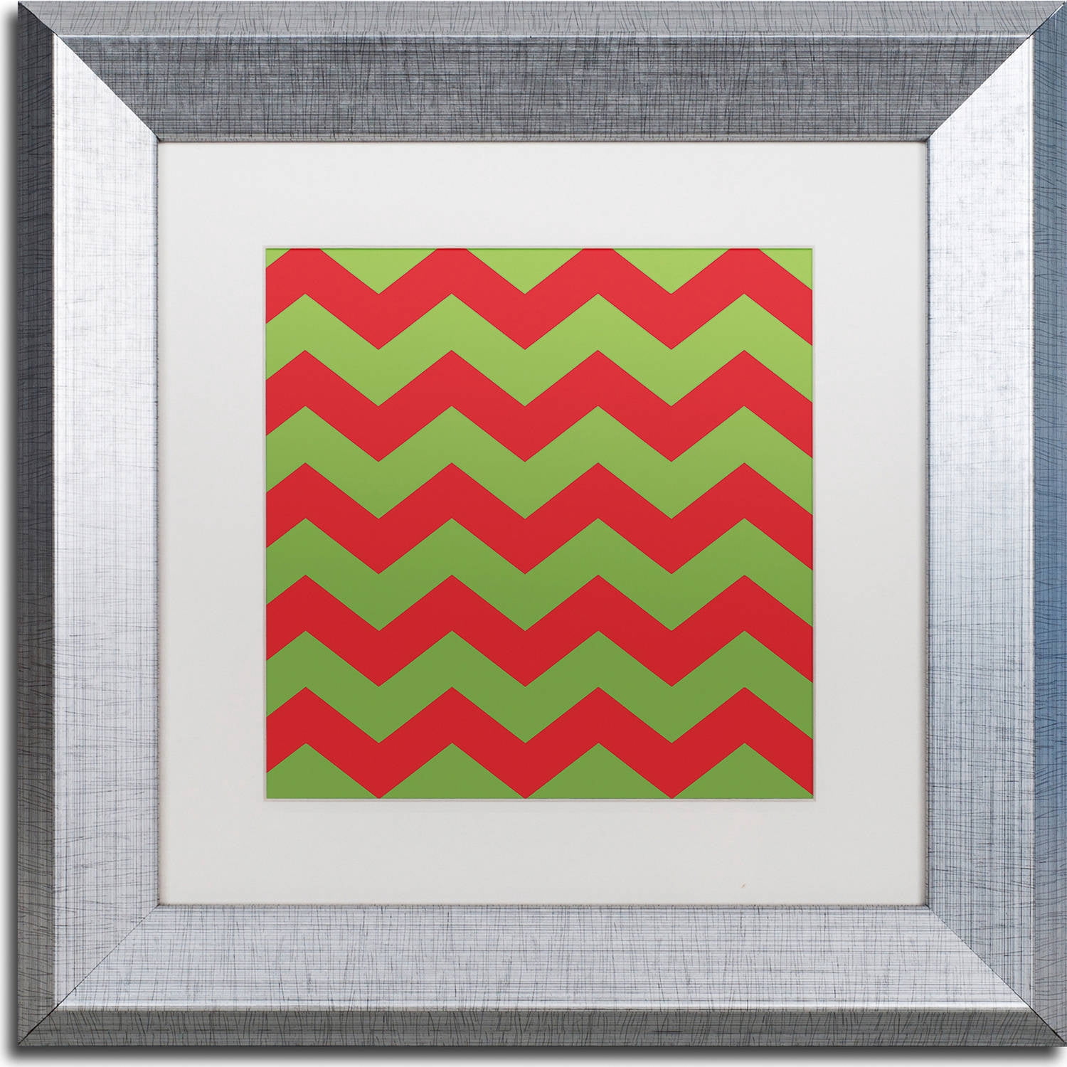 Trademark Fine Art "Xmas chevron 9" Canvas Art by Color Bakery, White Matte, Silver Frame