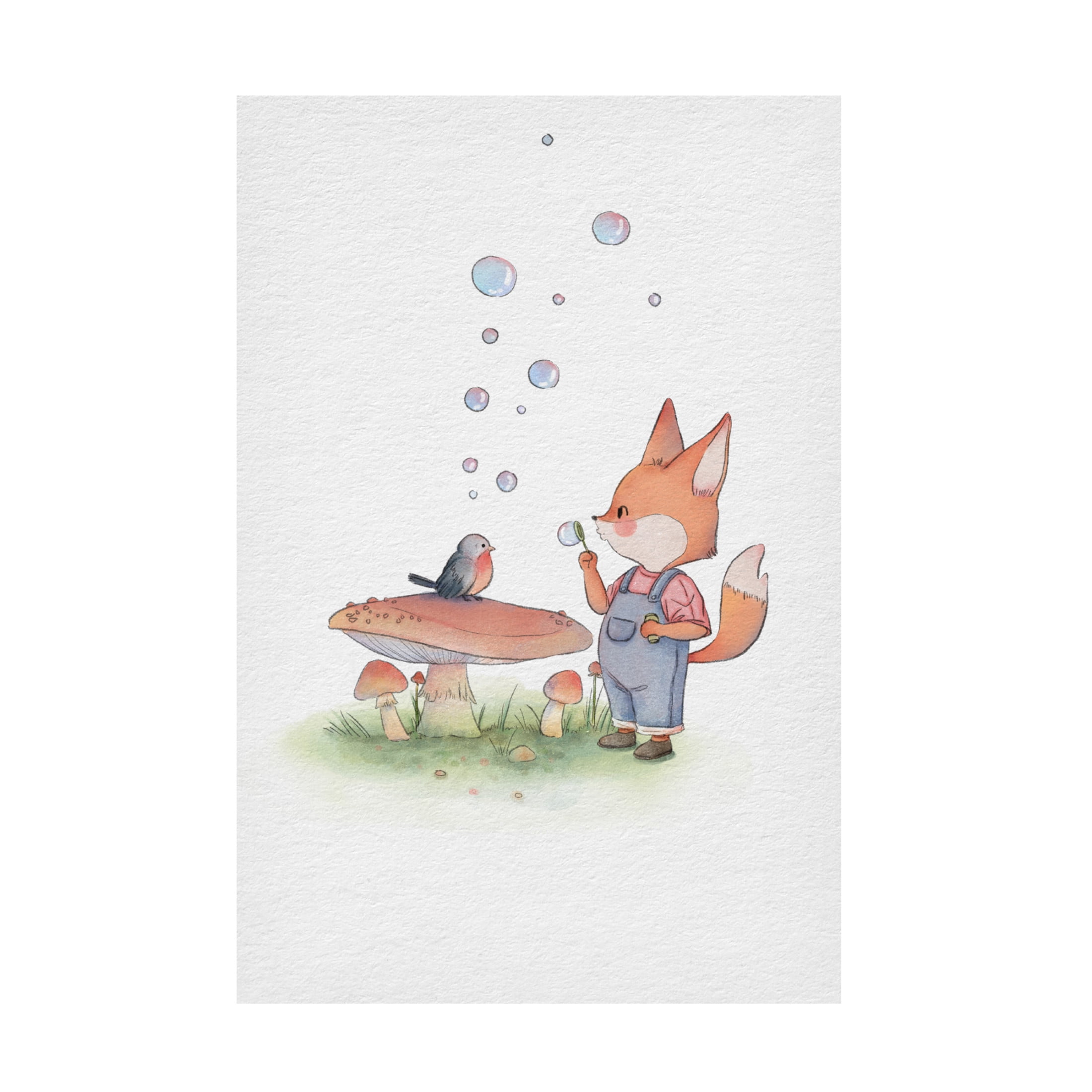 Trademark Fine Art Xuan Thai Fox and Bird Illustration 1 Canvas Wall Art
