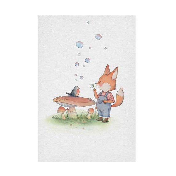Trademark Fine Art Xuan Thai Fox and Bird Illustration 1 Canvas Wall Art