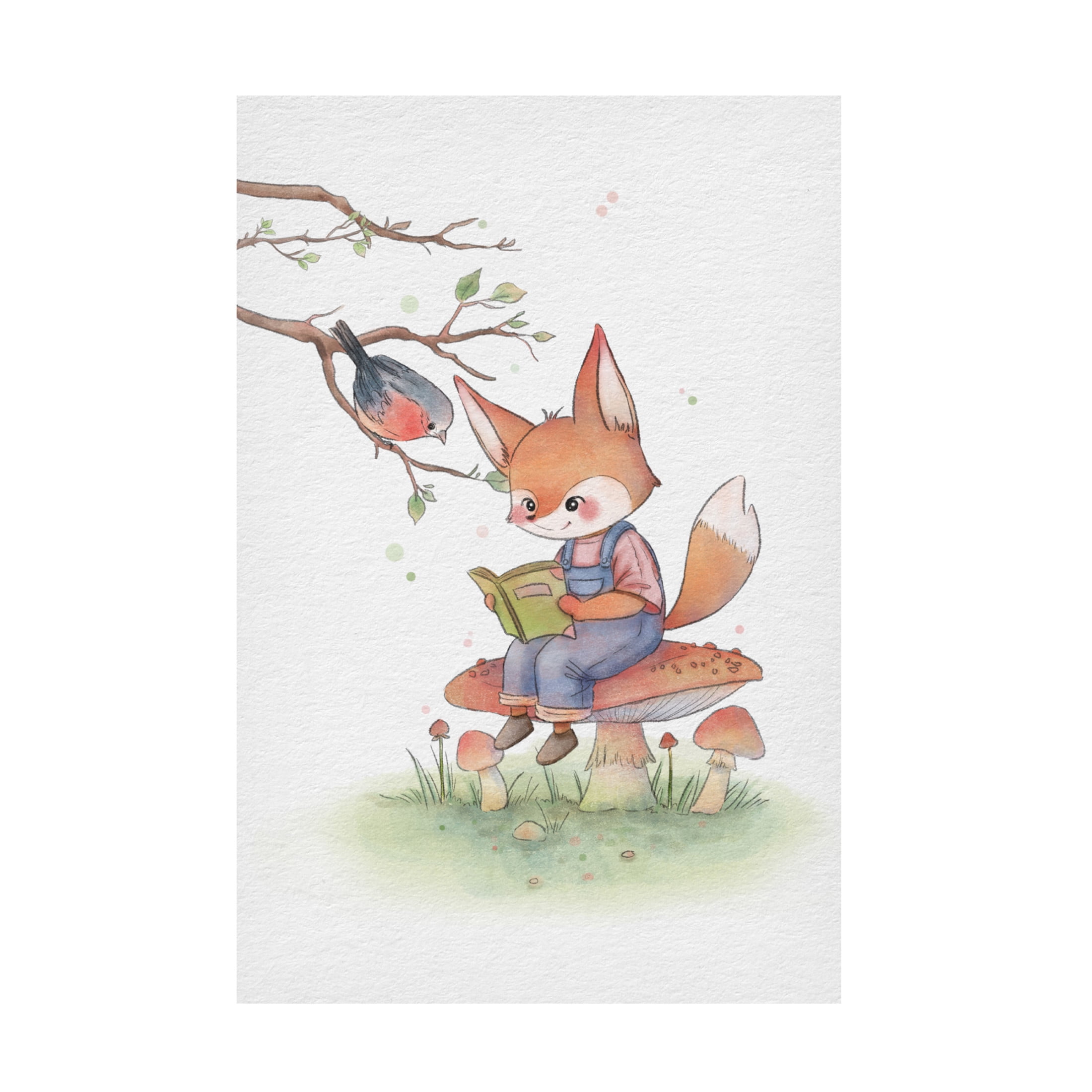 Trademark Fine Art Xuan Thai Fox and Bird Illustration 2 Canvas Wall Art