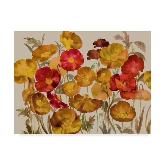 Trademark Fine Art 'Yellow And Red Poppies' Canvas Art by Marietta Cohen Art And Design