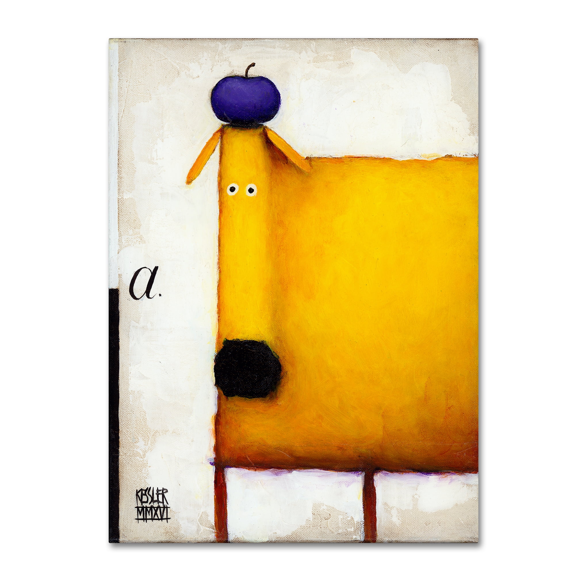 Trademark Fine Art 'Yellow Dog With Apple' Canvas Art by Daniel Patrick Kessler