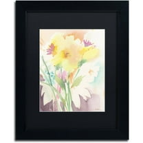 Trademark Fine Art "Yellow Flower Blossoming" Canvas Art by Sheila Golden, Black Matte, Black Frame
