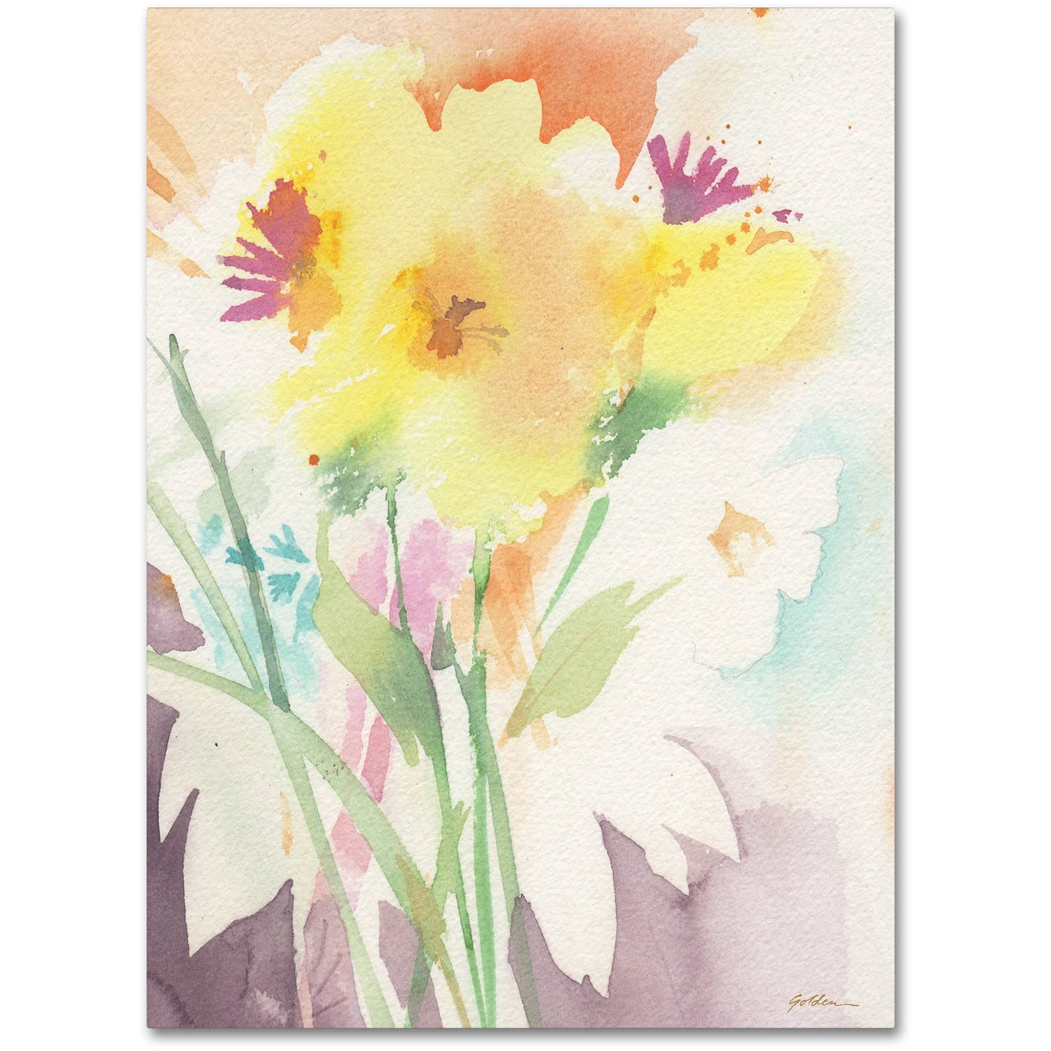 Trademark Fine Art "Yellow Flower Blossoming" Canvas Art by Sheila Golden
