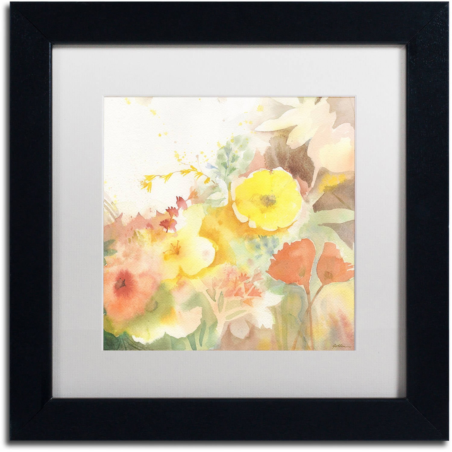 Trademark Fine Art "Yellow Path" Canvas Art by Sheila Golden, White Matte, Black Frame
