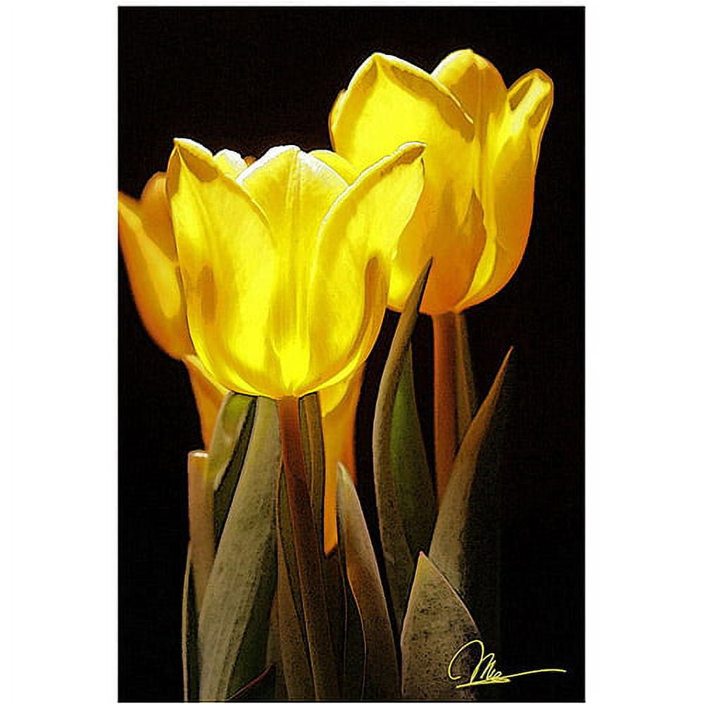 Yellow Tulips II Vertical Canvas Art with Wood Frame