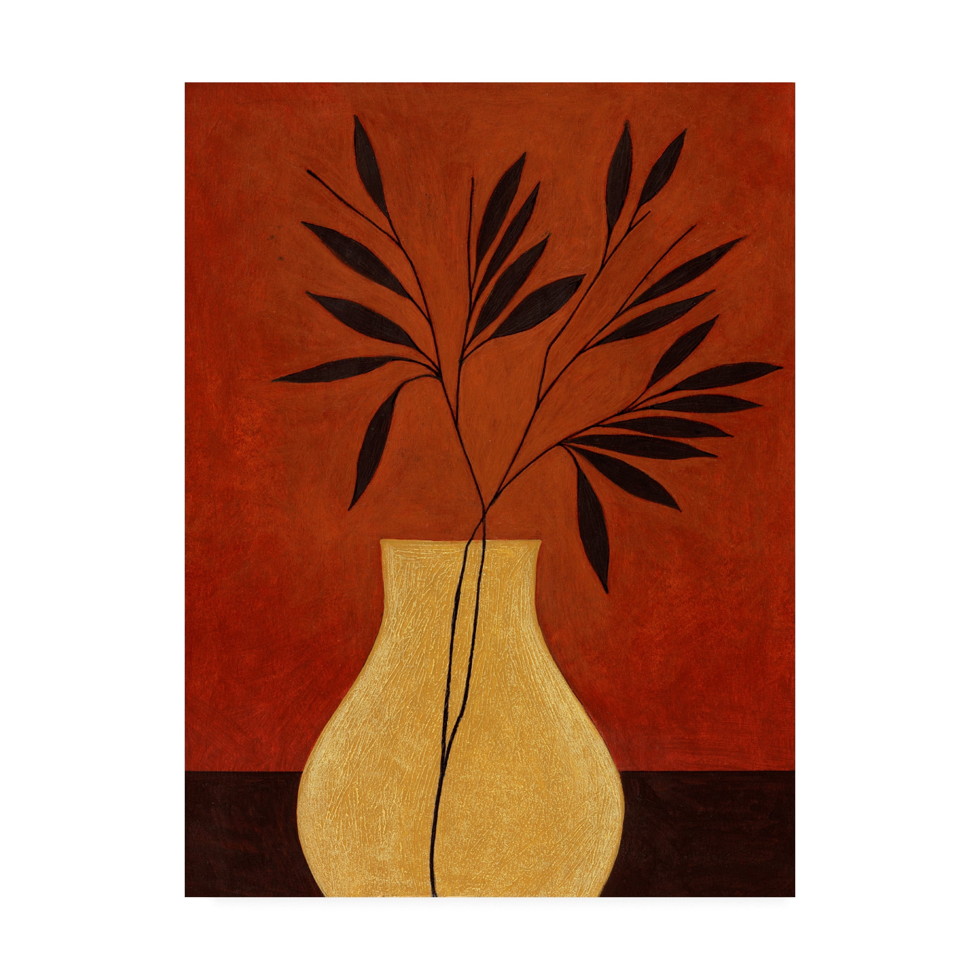 Trademark Fine Art 'Yellow Vase With Leaves' Canvas Art by Pablo Esteban