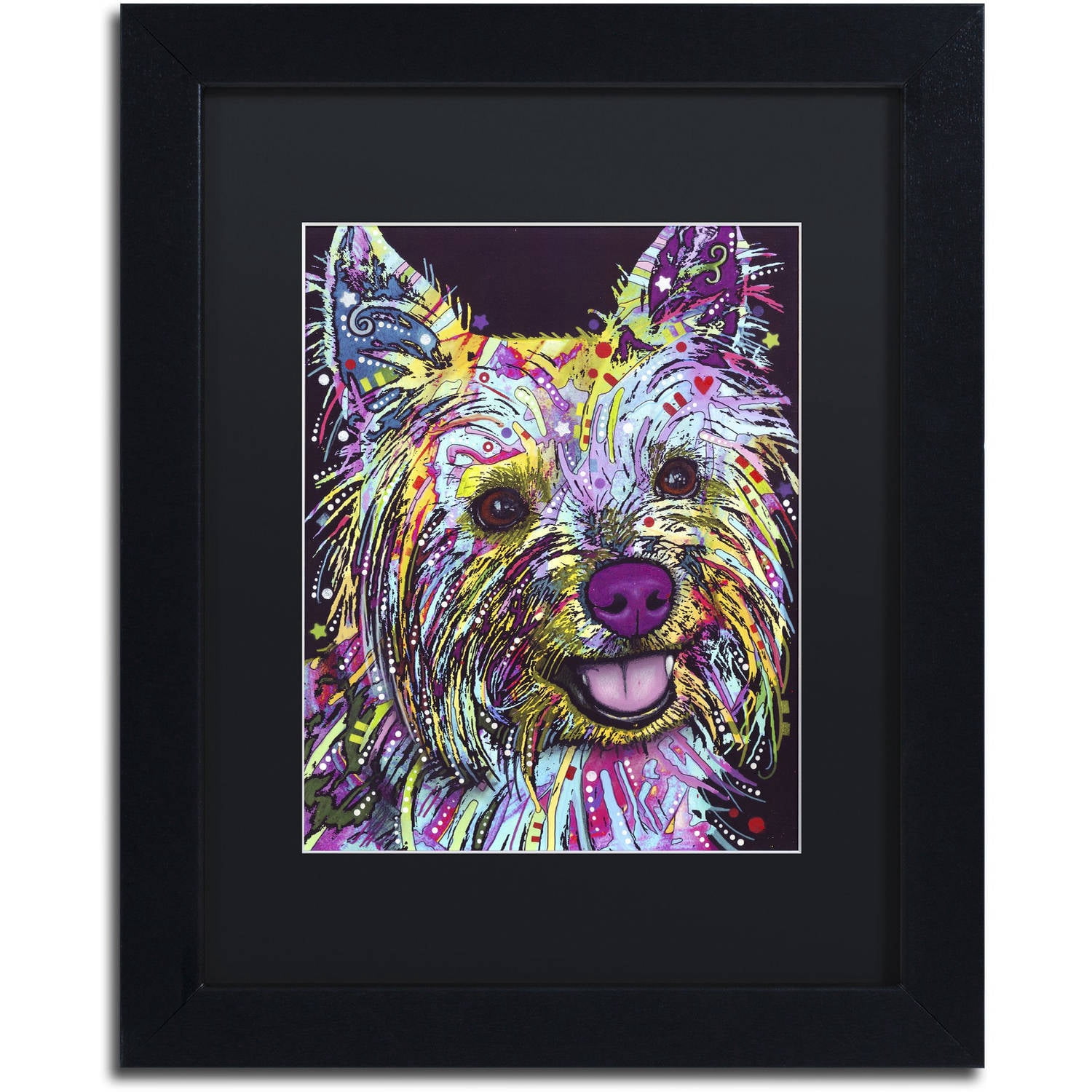 Trademark Fine Art "Yorkie II" Canvas Art by Dean Russo, Black Matte, Black Frame