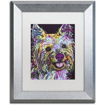 Trademark Fine Art "Yorkie II" Canvas Art by Dean Russo, White Matte, Silver Frame