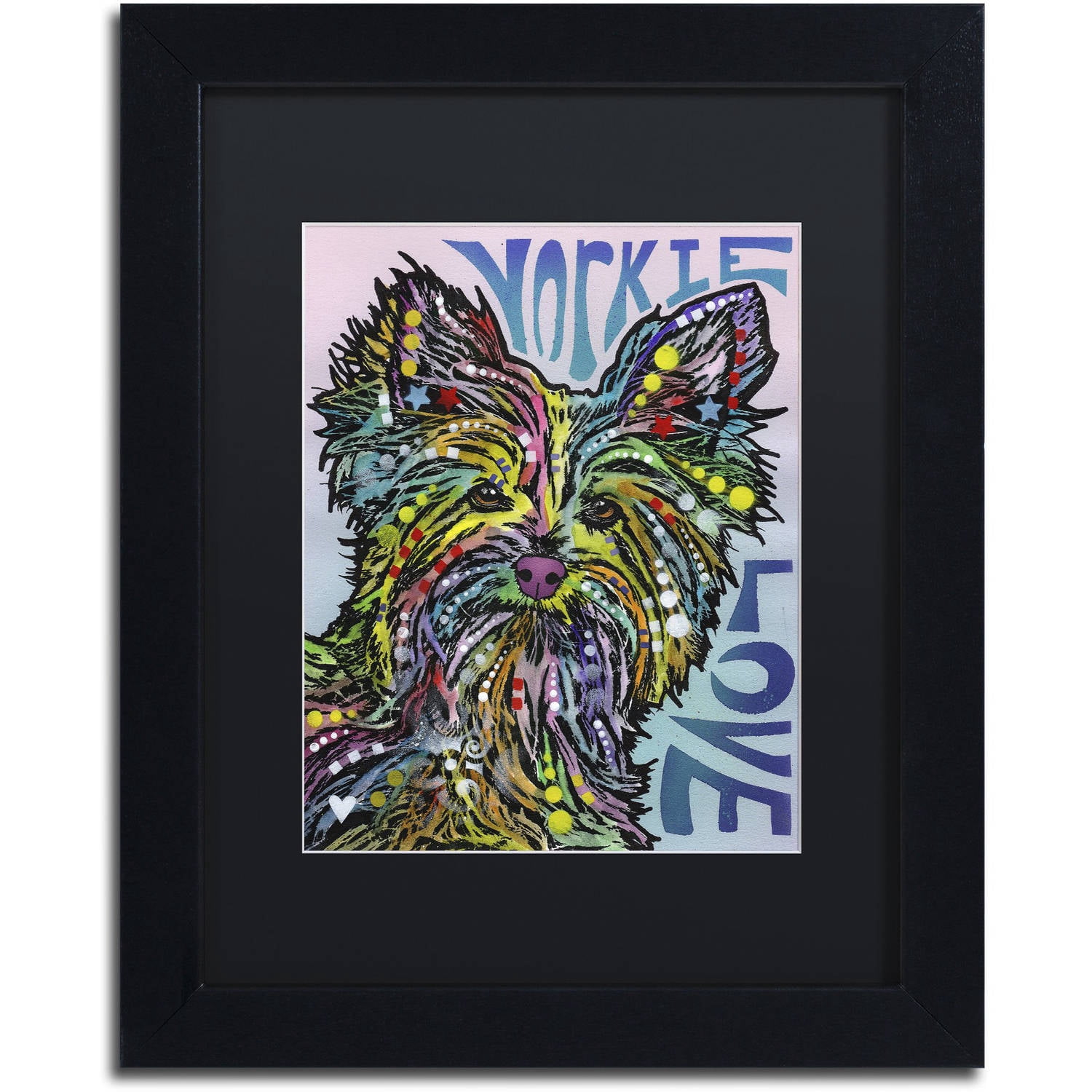 Trademark Fine Art 'Yorkie Luv' Canvas Art by Dean Russo, Black Matte, Black Frame