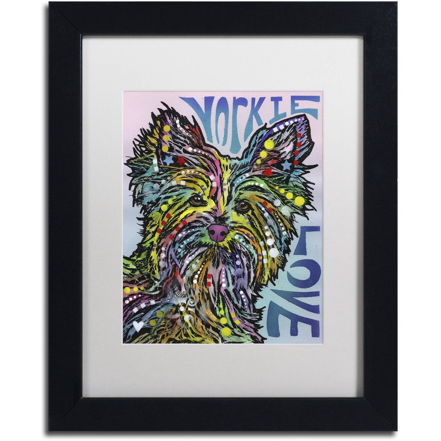 Trademark Fine Art 'Yorkie Luv' Canvas Art by Dean Russo, White Matte, Black Frame