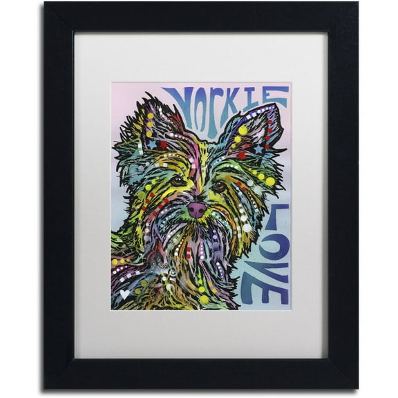 Trademark Fine Art 'Yorkie Luv' Canvas Art by Dean Russo, White Matte, Black Frame