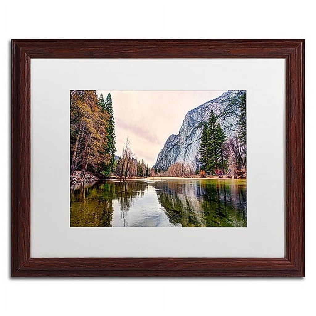 Trademark Fine Art "Yosemite Valley" Canvas Art by David Ayash White Matte, Wood Frame