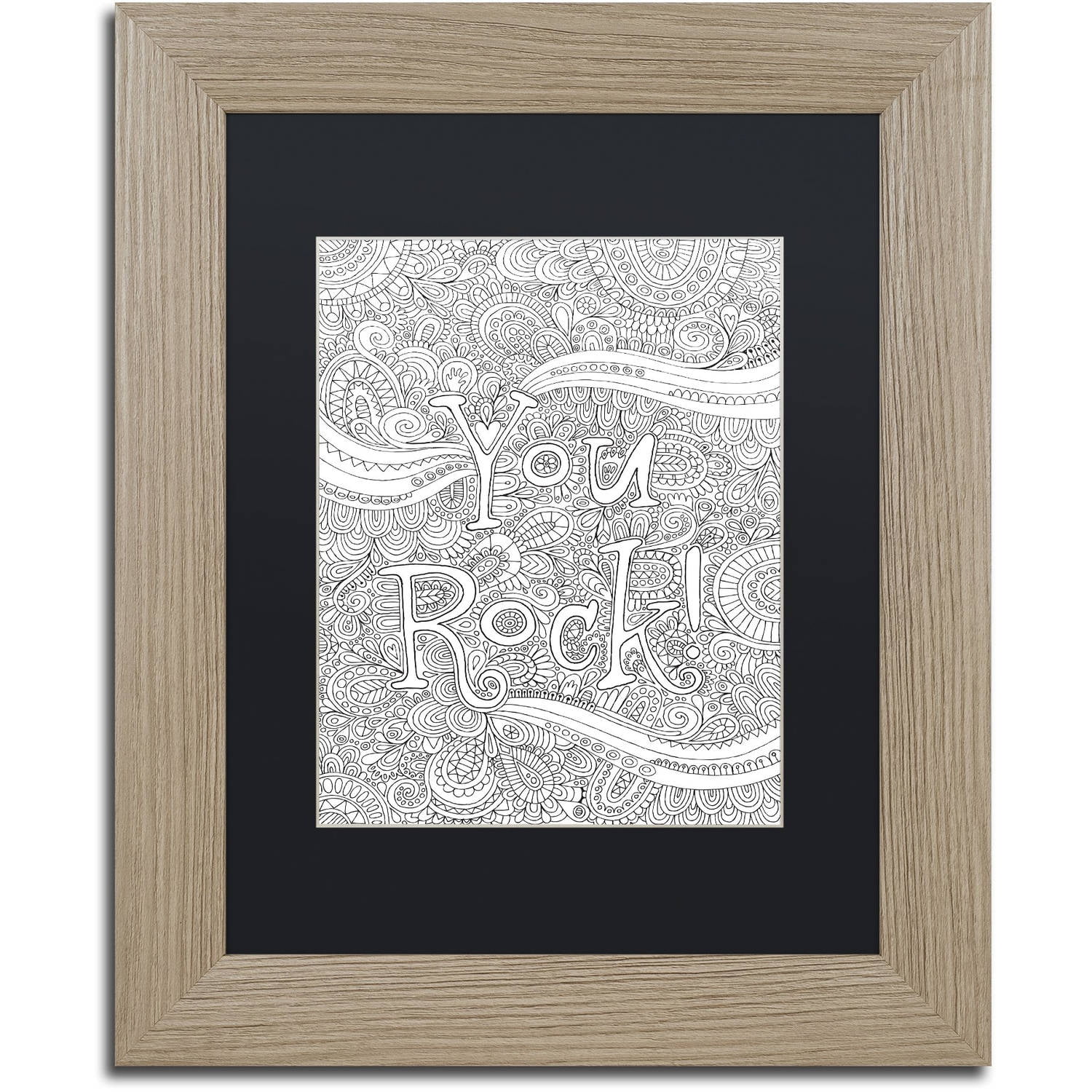 Trademark Fine Art "You Rock" Canvas Art by Hello Angel, Black Matte, Birch Frame
