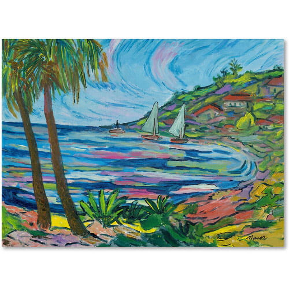 Tropical Bay Landscape Framed Canvas Art Print