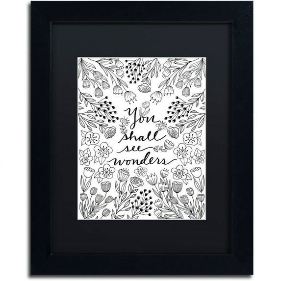 Trademark Fine Art "You Shall See Wonders BW" Canvas Art by Elizabeth Caldwell, Black Matte, Black Frame