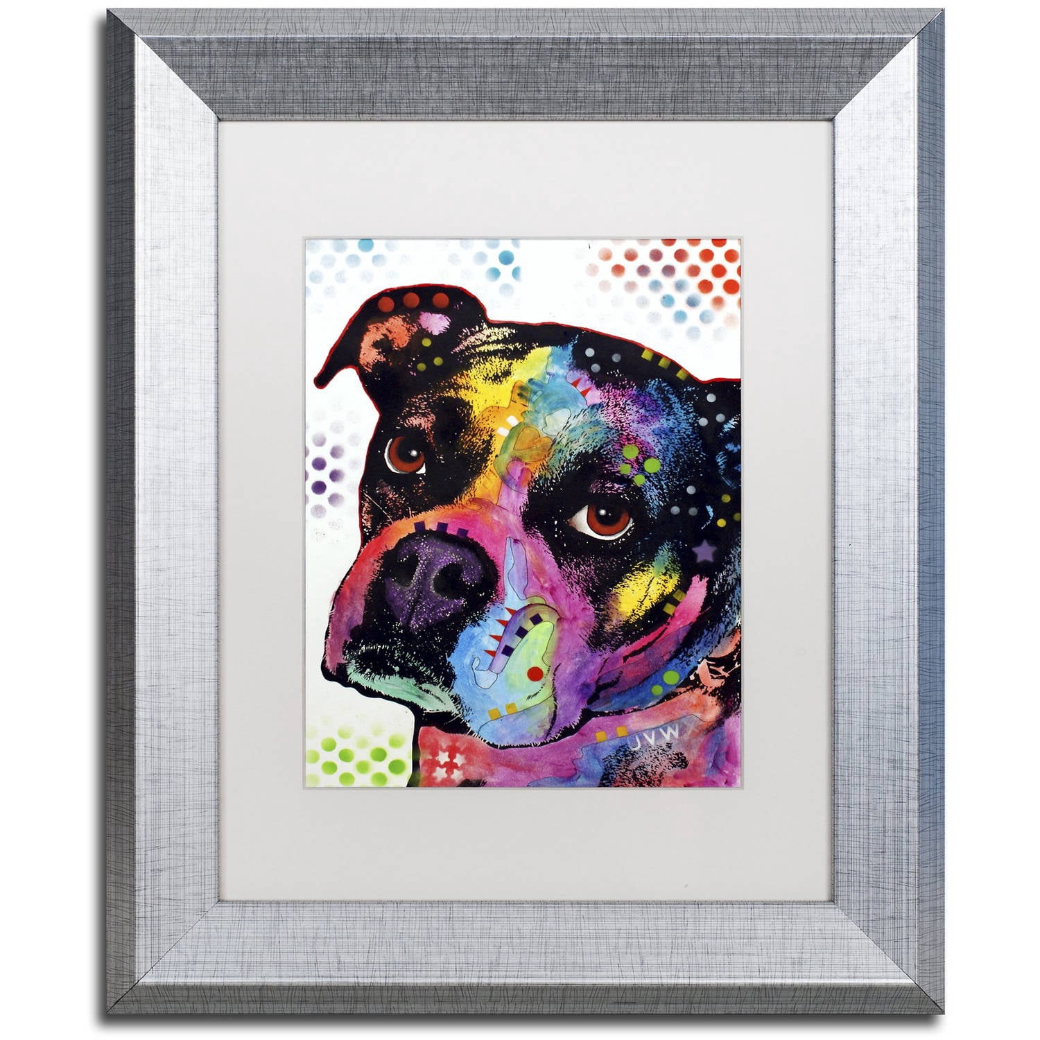 Trademark Fine Art "Young Boxer" Canvas Art by Dean Russo, White Matte, Silver Frame