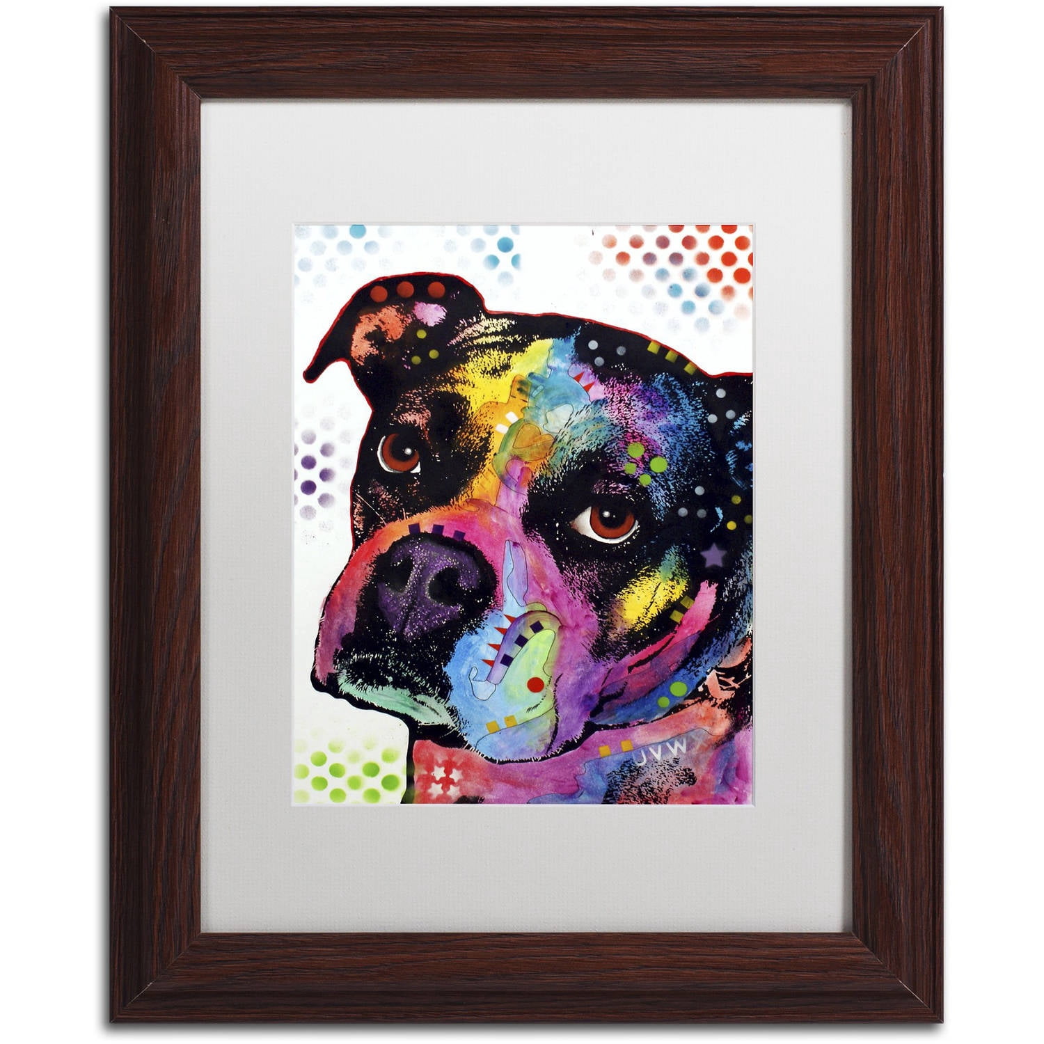 Trademark Fine Art "Young Boxer" Canvas Art by Dean Russo, White Matte, Wood Frame