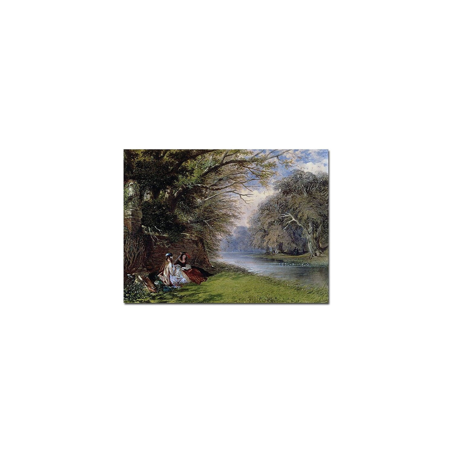 Trademark Fine Art "Young Ladies by the River" Canvas Art by John Buckley
