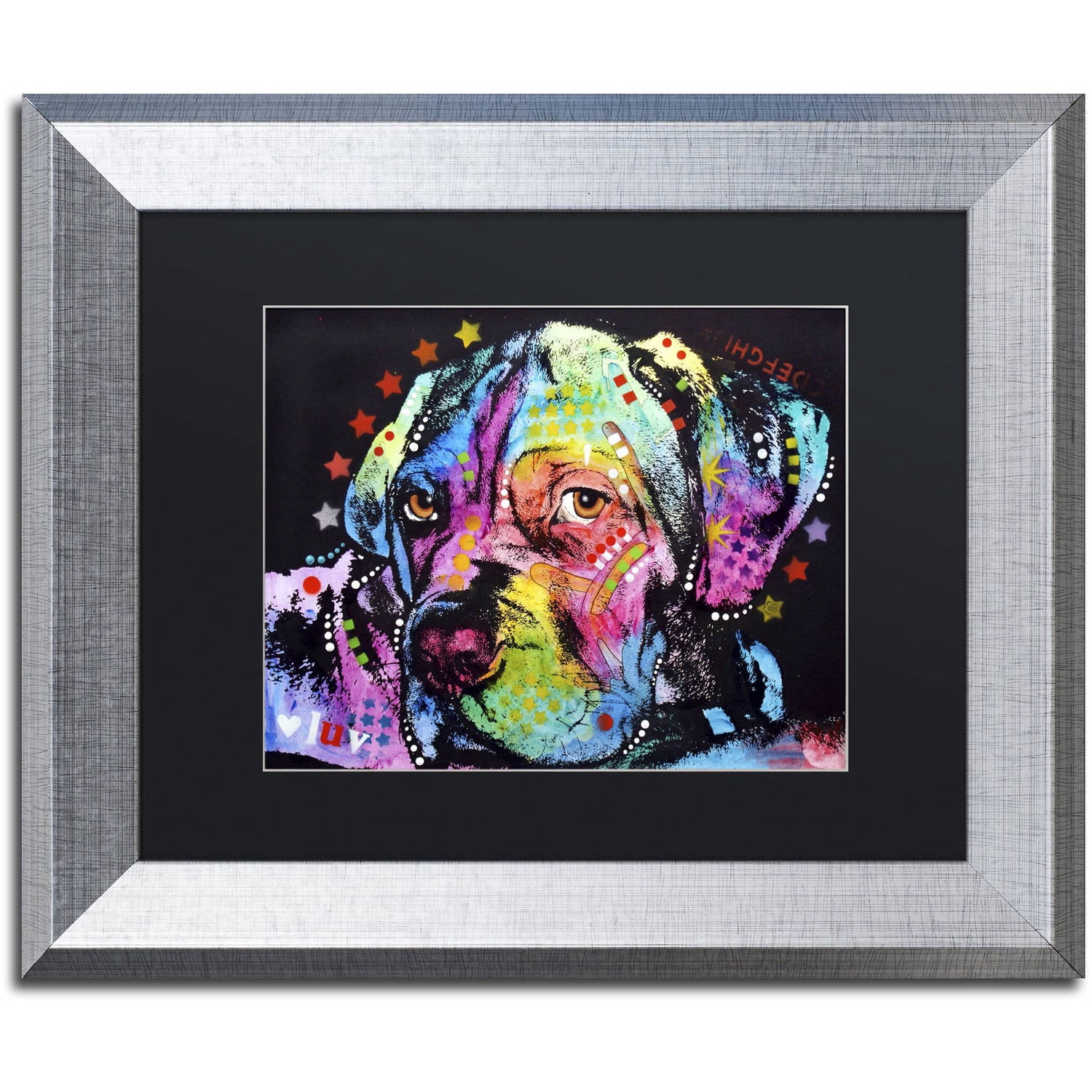 Trademark Fine Art "Young Mastiff" Canvas Art by Dean Russo, Black Matte, Silver Frame