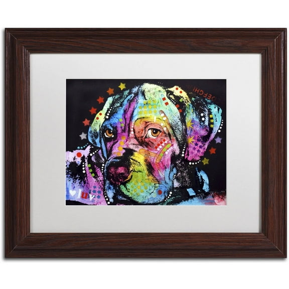 Trademark Fine Art "Young Mastiff" Canvas Art by Dean Russo, White Matte, Wood Frame