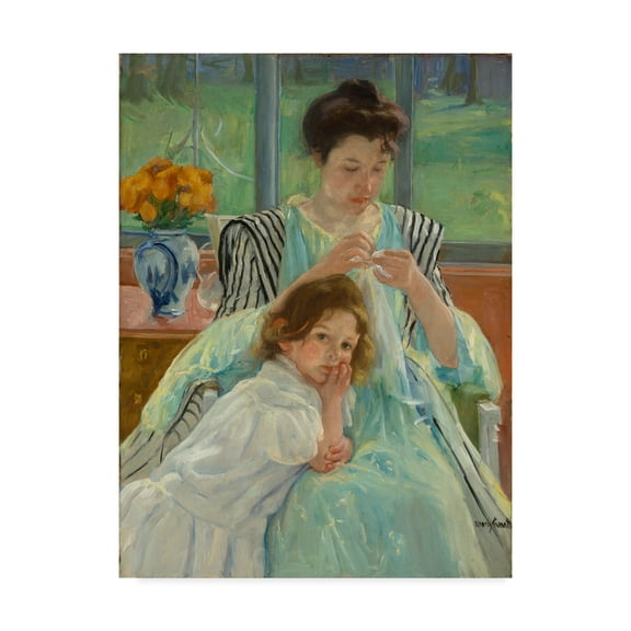 Trademark Fine Art 'Young Mother Sewing' Canvas Art by Mary Stevenson Cassatt