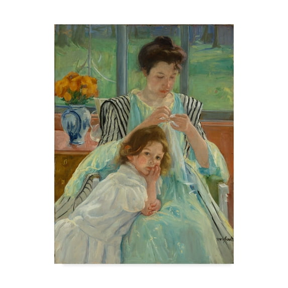Trademark Fine Art 'Young Mother Sewing' Canvas Art by Mary Stevenson Cassatt