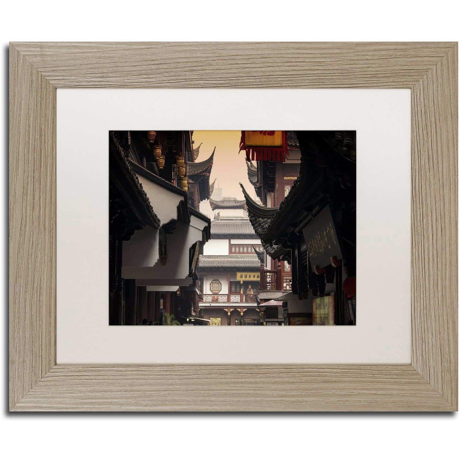 Trademark Fine Art "Yuyuan Garden" Canvas Art by Philippe Hugonnard, White Matte, Birch Frame