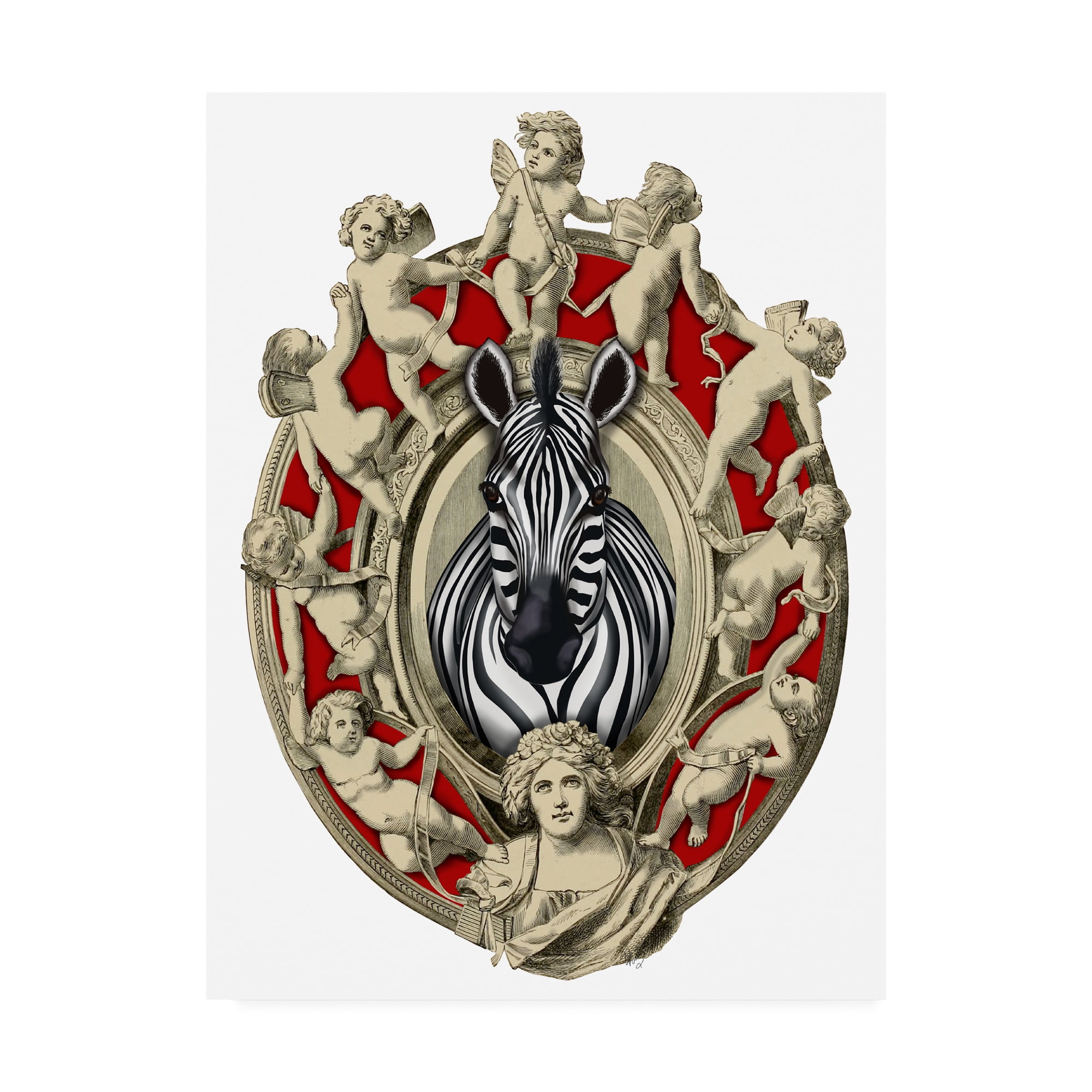 Trademark Fine Art 'Zebra Head Plaque' Canvas Art by Fab Funky