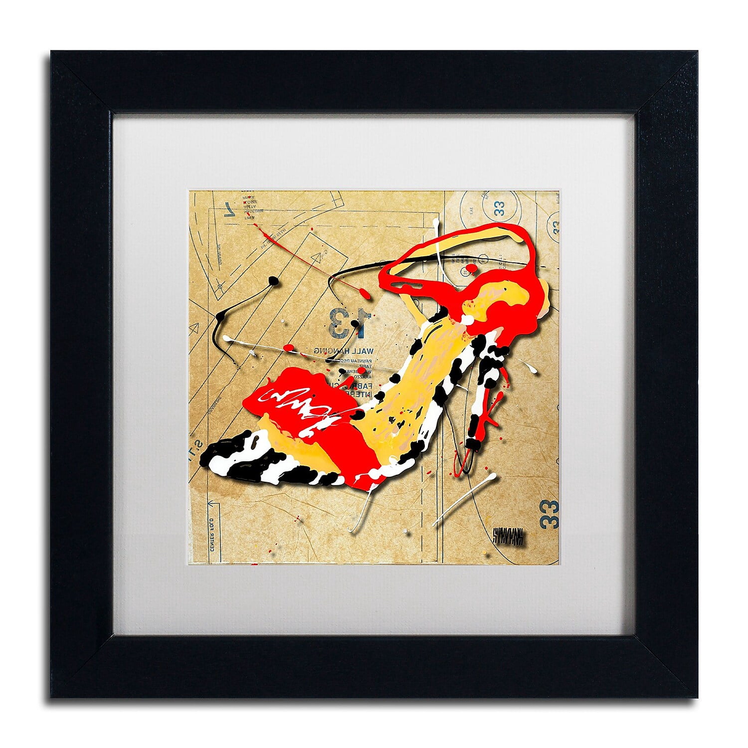 Trademark Fine Art "Zebra Heel Red" Canvas Art by Roderick Stevens, White Matte, Black Frame