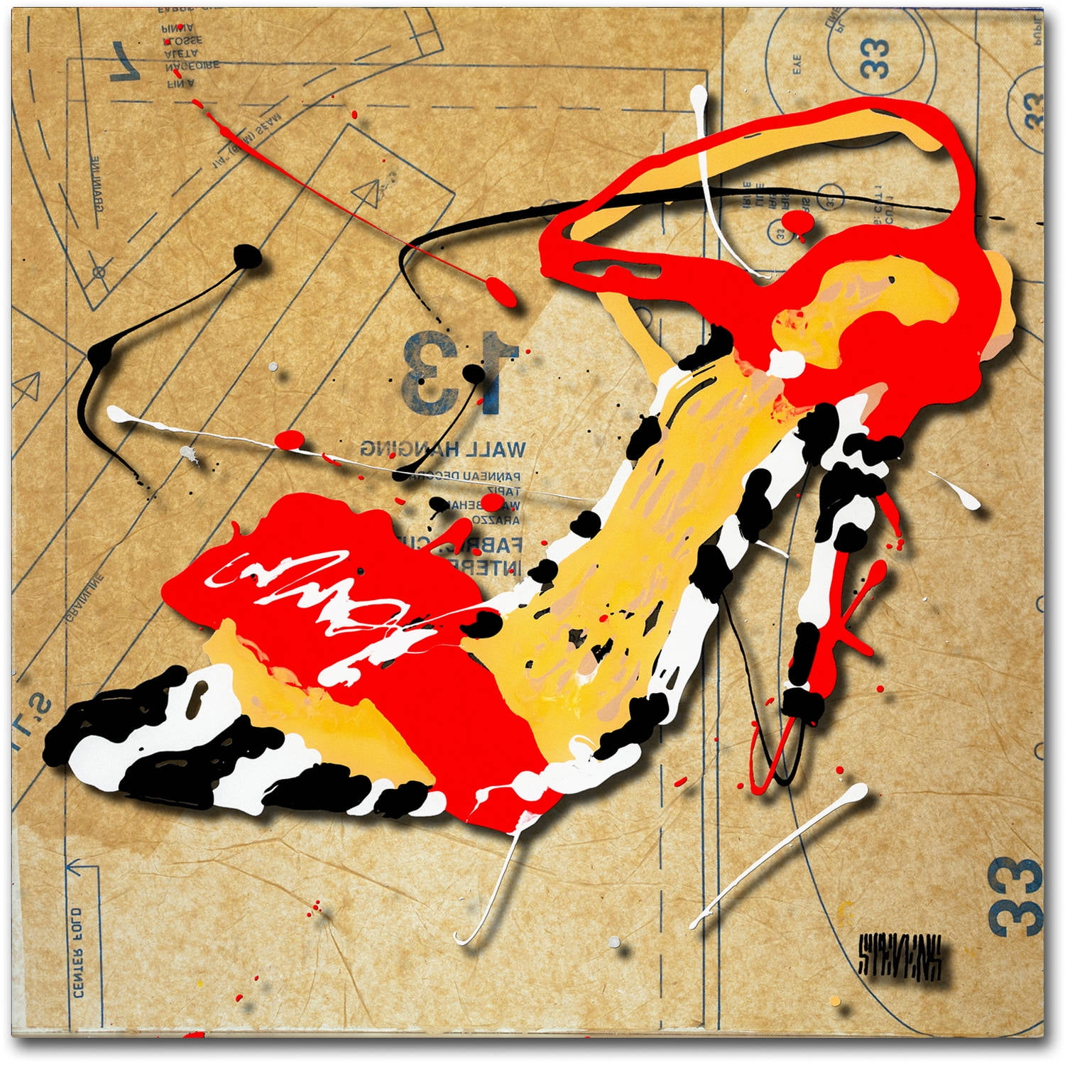 Trademark Fine Art "Zebra Heel Red" Canvas Art by Roderick Stevens