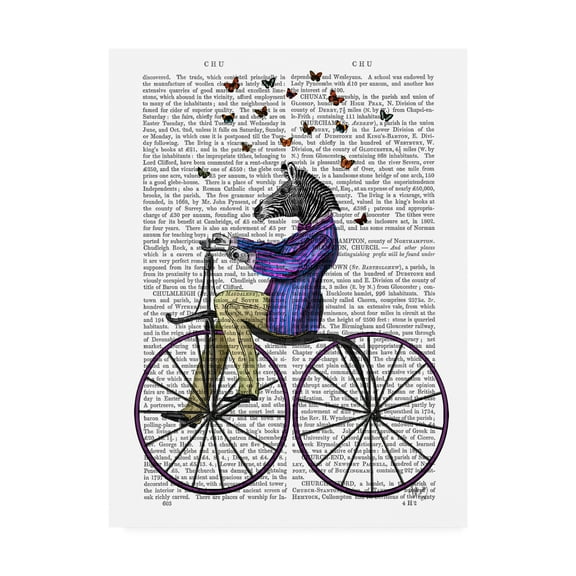 Trademark Fine Art 'Zebra On Bicycle' Canvas Art by Fab Funky