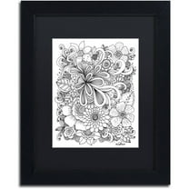 Trademark Fine Art "Zendoodle 5" Canvas Art by KCDoodleArt Black Matte, Black Frame