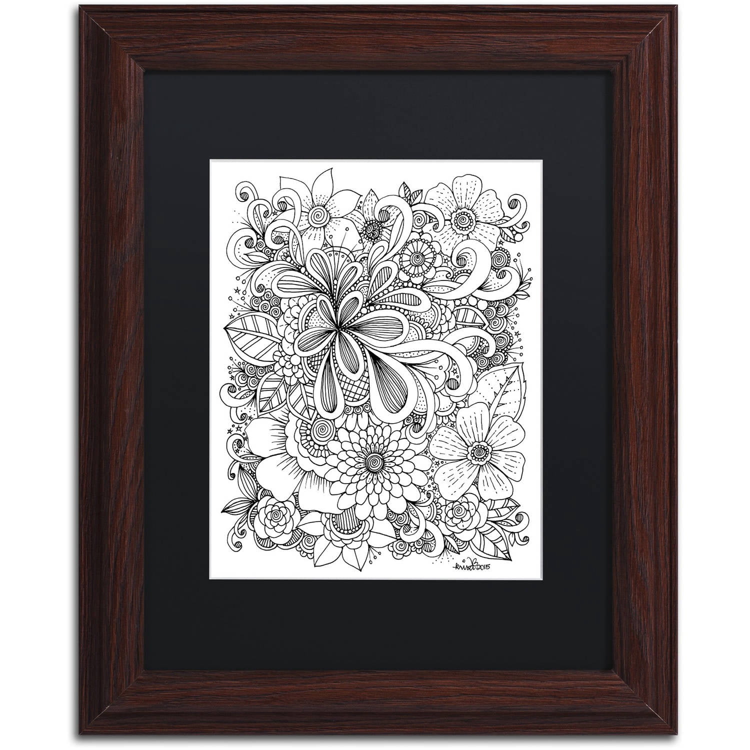 Trademark Fine Art "Zendoodle 5" Canvas Art by KCDoodleArt Black Matte, Wood Frame