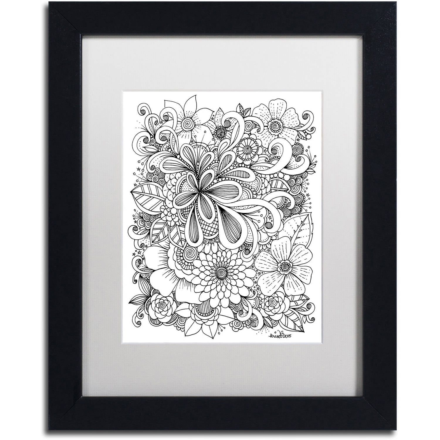 Trademark Fine Art "Zendoodle 5" Canvas Art by KCDoodleArt White Matte, Black Frame