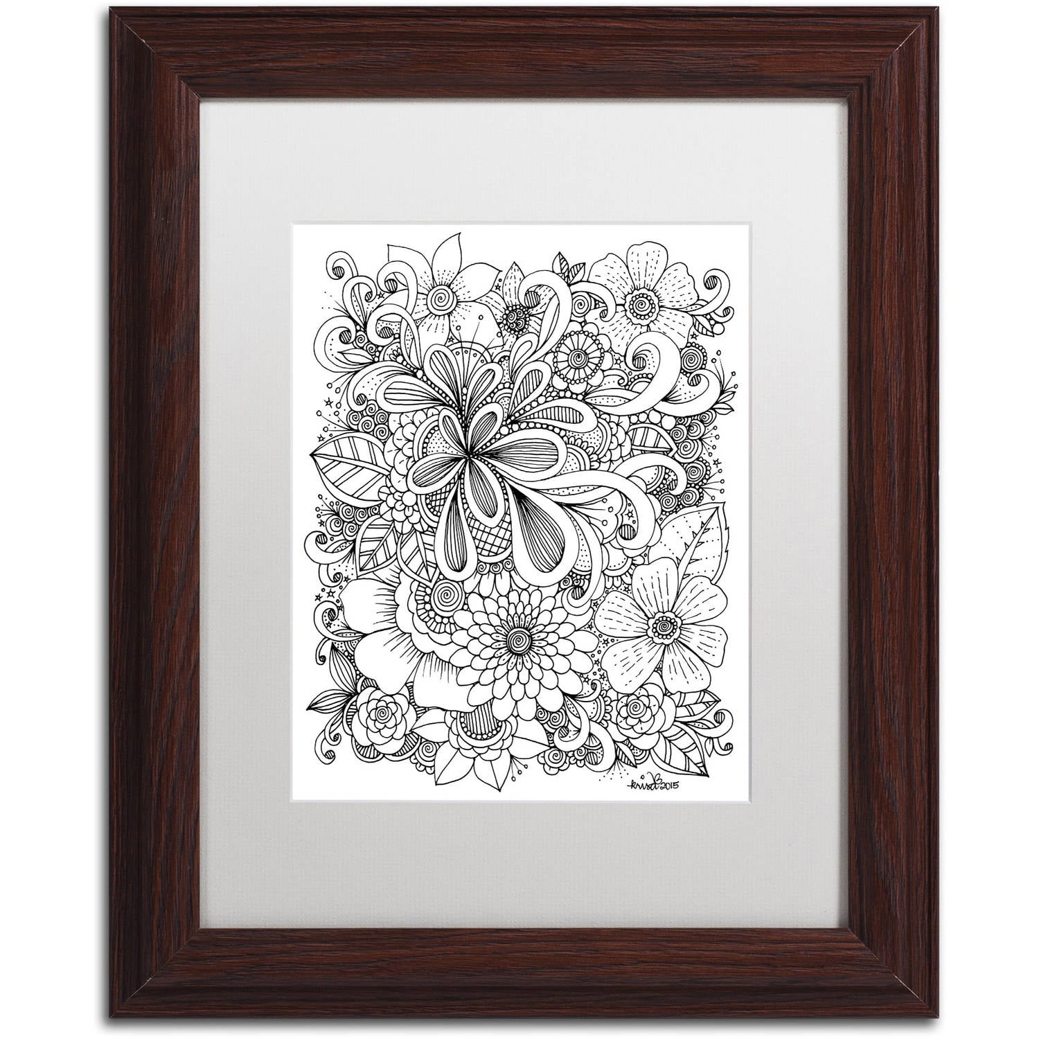 Trademark Fine Art "Zendoodle 5" Canvas Art by KCDoodleArt White Matte, Wood Frame