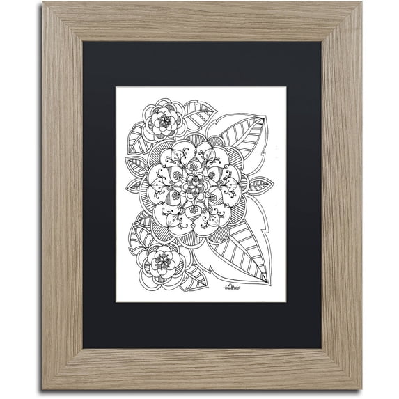 Trademark Fine Art "Zendoodles 10" Canvas Art by KCDoodleArt Black Matte, Birch Frame