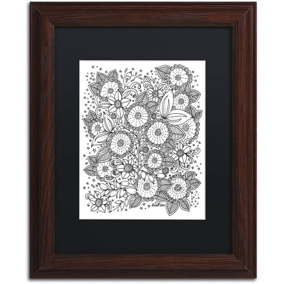 Trademark Fine Art "Zendoodles 14" Canvas Art by KCDoodleArt Black Matte, Wood Frame