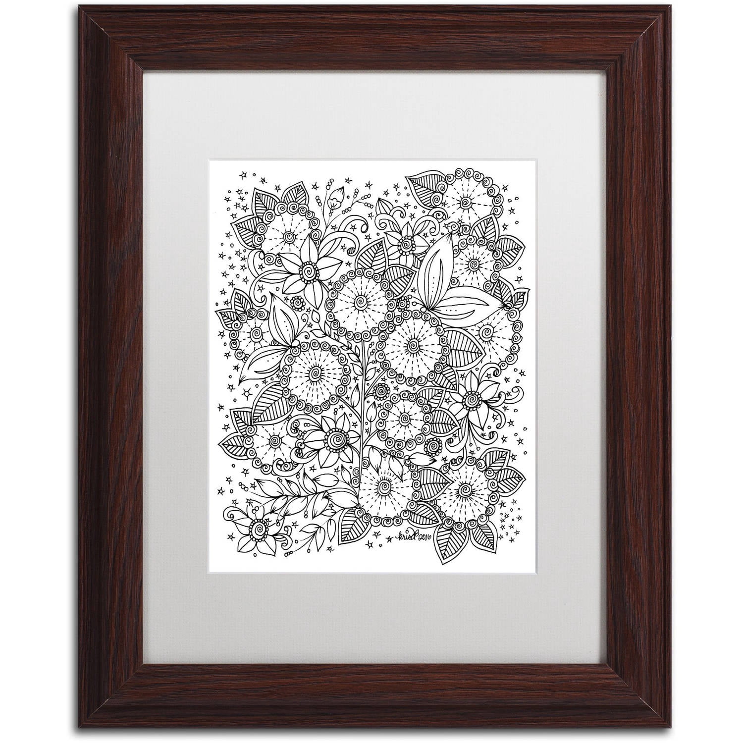 Trademark Fine Art "Zendoodles 14" Canvas Art by KCDoodleArt White Matte, Wood Frame