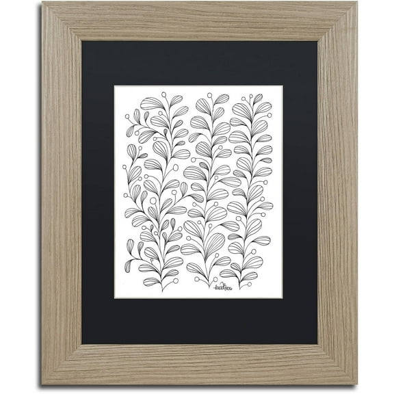 Trademark Fine Art "Zendoodles 15" Canvas Art by KCDoodleArt Black Matte, Birch Frame