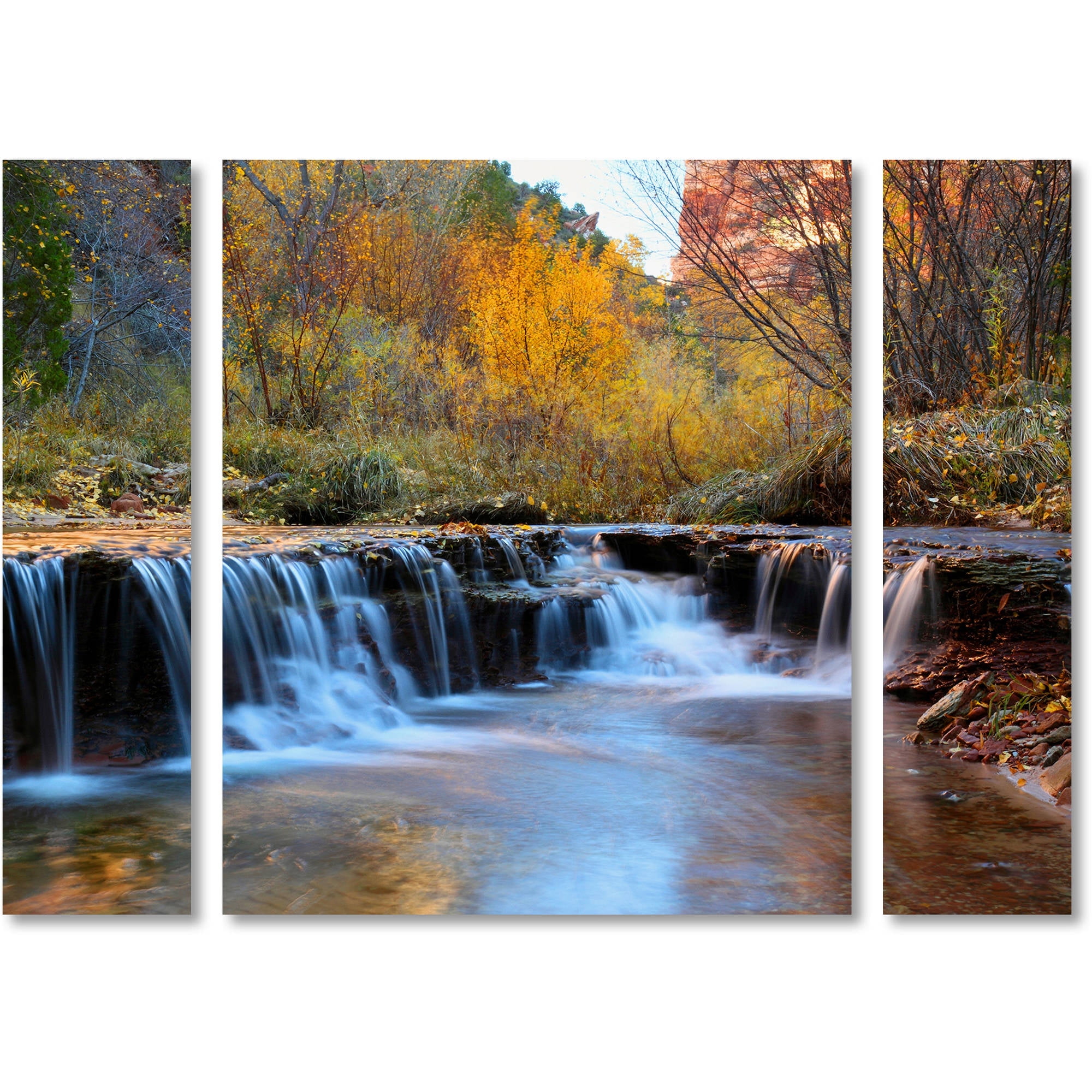 Trademark Fine Art "Zion Autumn" Canvas Art by Pierre Leclerc Three Panel Set
