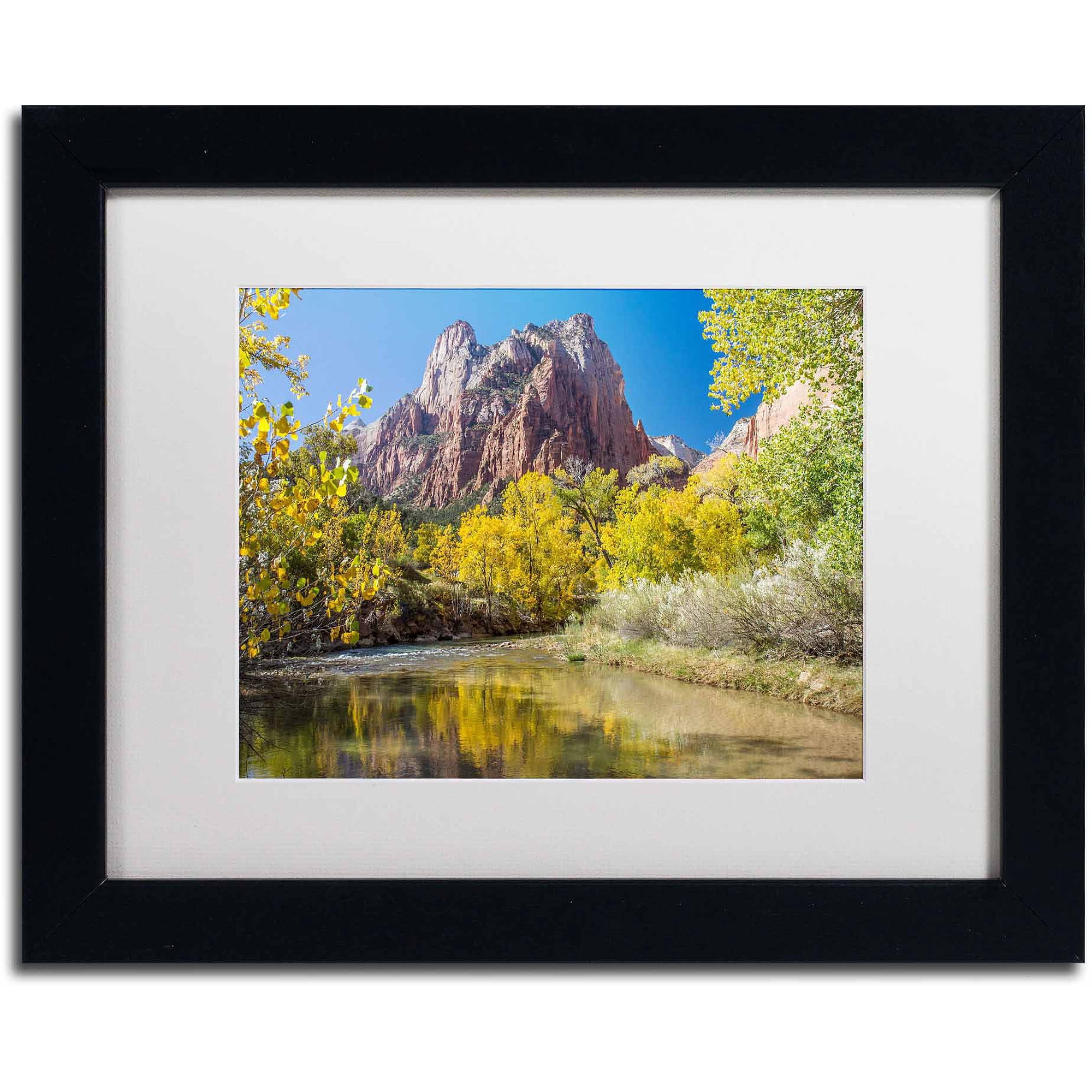 Trademark Fine Art "Zion Autumn" Canvas Art by Pierre Leclerc, White Matte/Black Frame