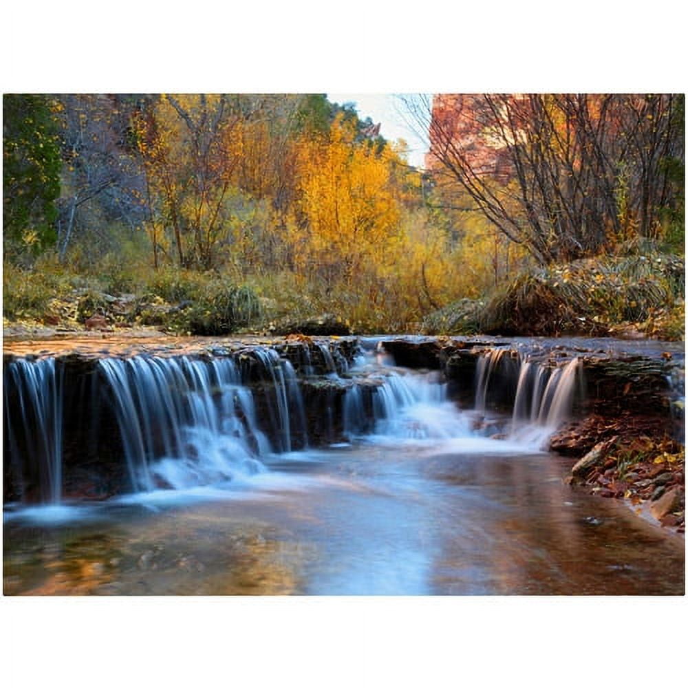 Zion Autumn Waterfall Canvas Art in Vibrant Colors
